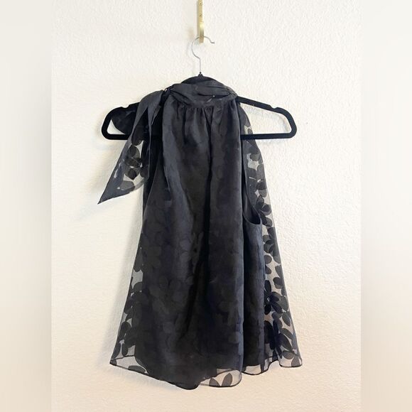 Ramy Brook Claudia floral tie neck sleeveless top black mesh NWT with Sz 8 - Picture 5 of 11